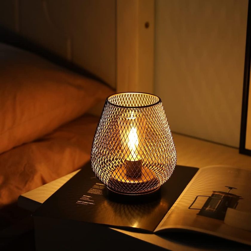 Metal Cage LED Lantern Battery Powered Cordless Accent Light with LED Great for Weddings Parties Patio Events for Indoors Outdoors - Image 2