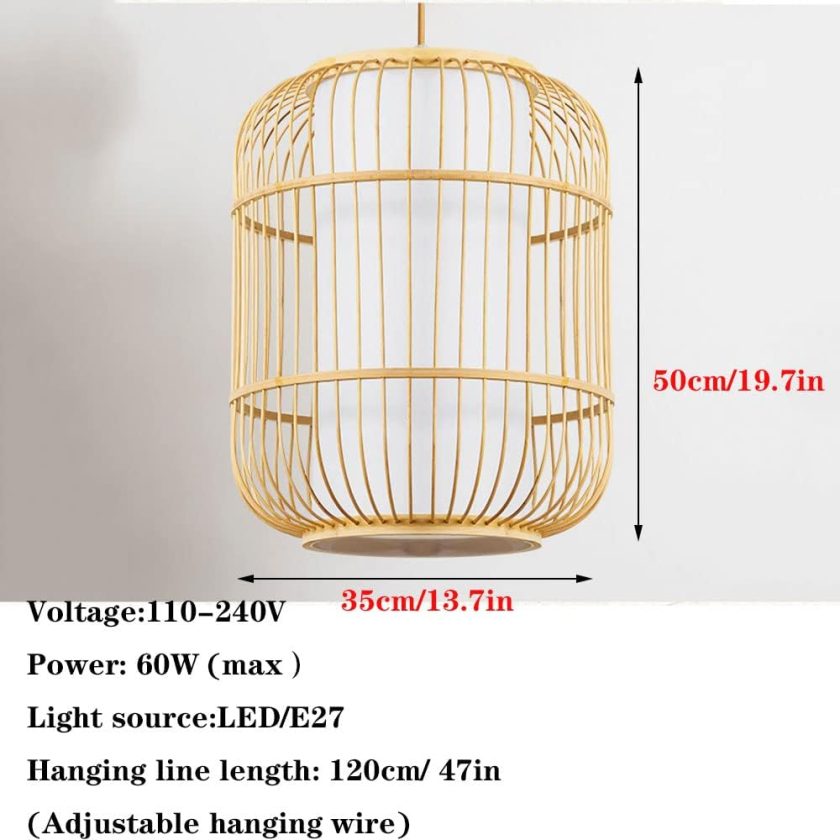 Wicker Hollow Pendant Light Faux Parchment Lamp Shade Home Decor Woven Bamboo Lantern Chaner Natural Handmade Hanging Ceiling Light for Dining Room,Living Room Decor Lighting - Image 2