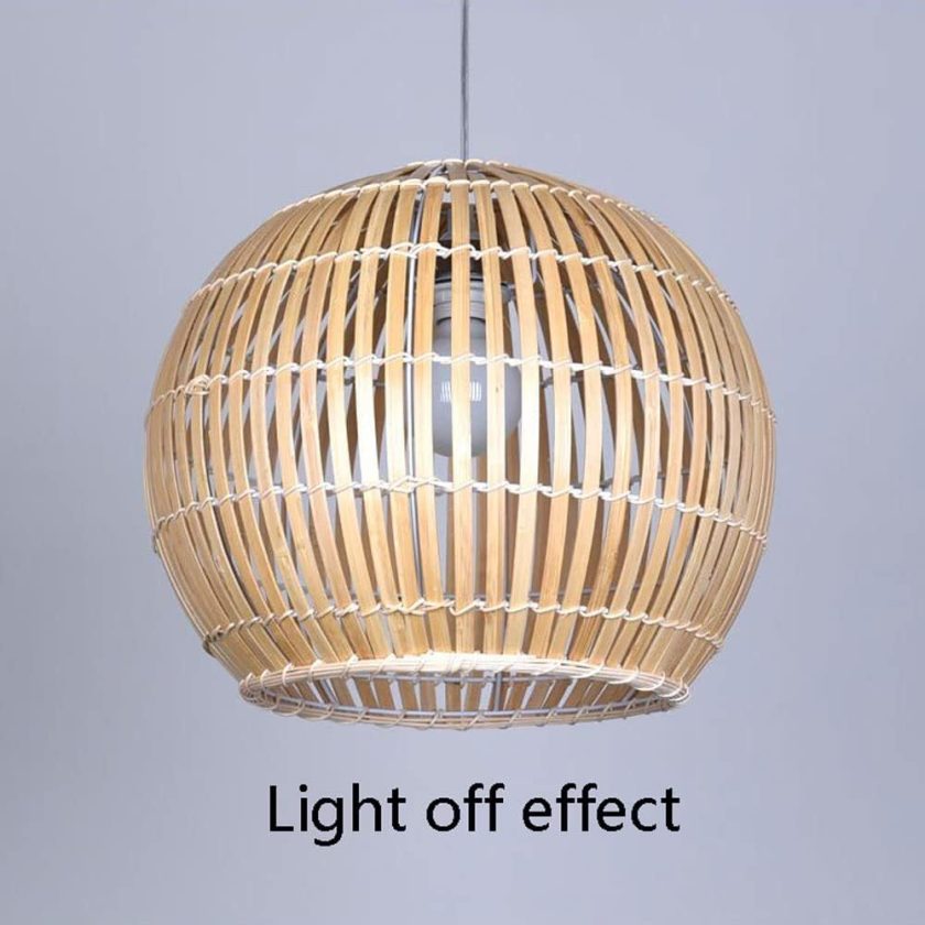 Wicker Lantern Lamp Shade E27 Natural Rattan Bamboo Woven Hollow Pendant Lamp Country Style Wooden Wicker Light Fixtures for Kitchen,Living Room,Coffee Shop,Restaurant - Image 2
