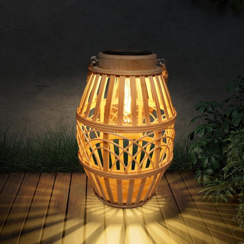 Bamboo & Rattan Hanging Solar Lights - Waterproof Lanterns for Garden, Yard, Patio, Porch, Trees, Lawn, Pathway - Image 2