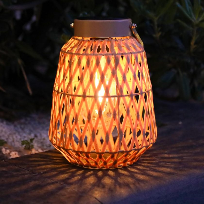 Solar Lanterns Outdoor, Rattan Hanging Solar Lights Natural Bamboo Waterproof Decorative Lanterns for Yard, Patio, Lawn,Pathway, Landscape, Garden Decor Mother's Day Gifts