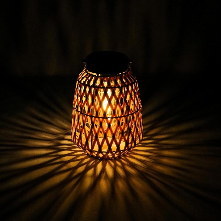 Solar Lanterns Outdoor, Rattan Hanging Solar Lights Natural Bamboo Waterproof Decorative Lanterns for Yard, Patio, Lawn,Pathway, Landscape, Garden Decor Mother's Day Gifts - Image 2