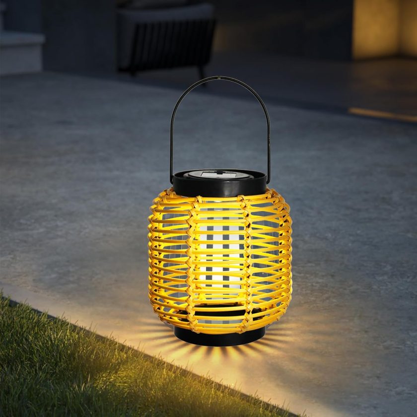 Solar Lanterns Outdoor, Natural Bamboo Hanging Solar Lights Waterproof Rattan Decorative Lanterns for Yard, Patio, Lawn, Tabletop, Pathway, Landscape, Garden Decor Gifts - Image 2