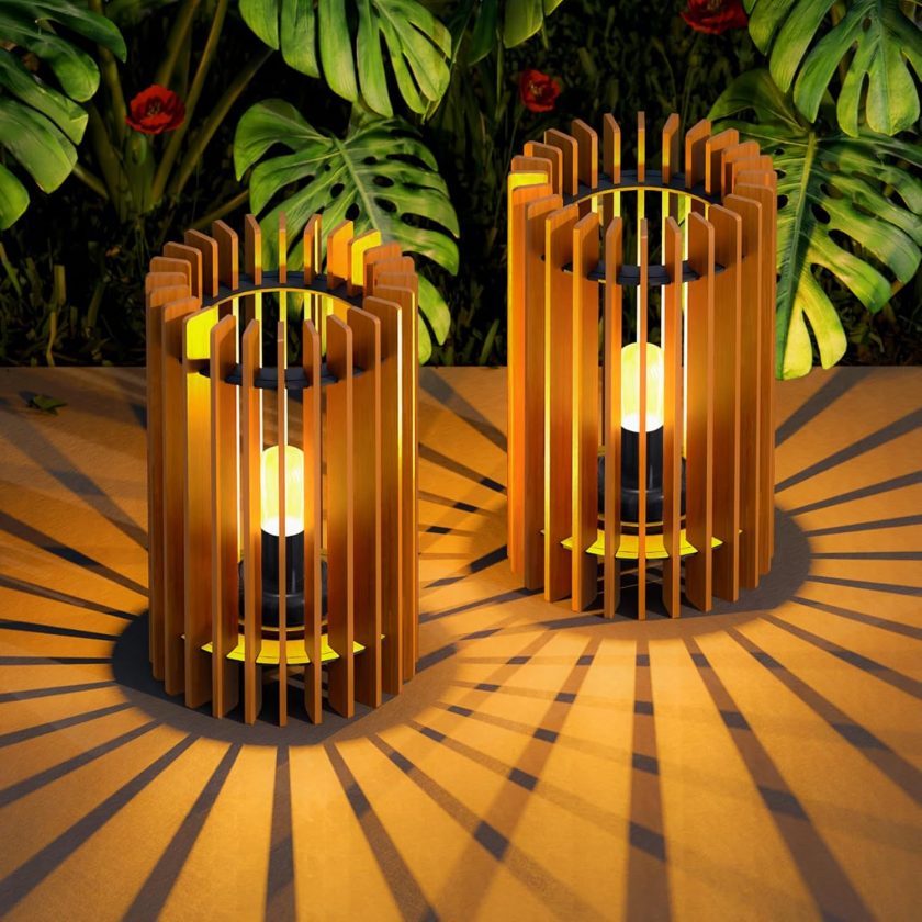 2-Pack Battery Lanterns Outdoor Portable Table Top Decorative Lamp DIY Battery Powered Lantern Lights Water-Resistant for Outside Patio Yard Garden Porch (Battery A)